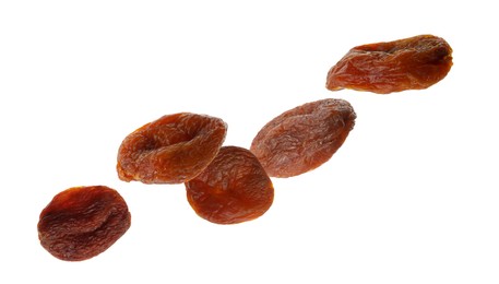 Tasty dried apricots on white background. Banner design