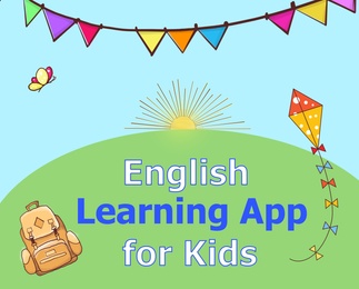 Illustration of English for kids. Bright cover illustration, educational application for children