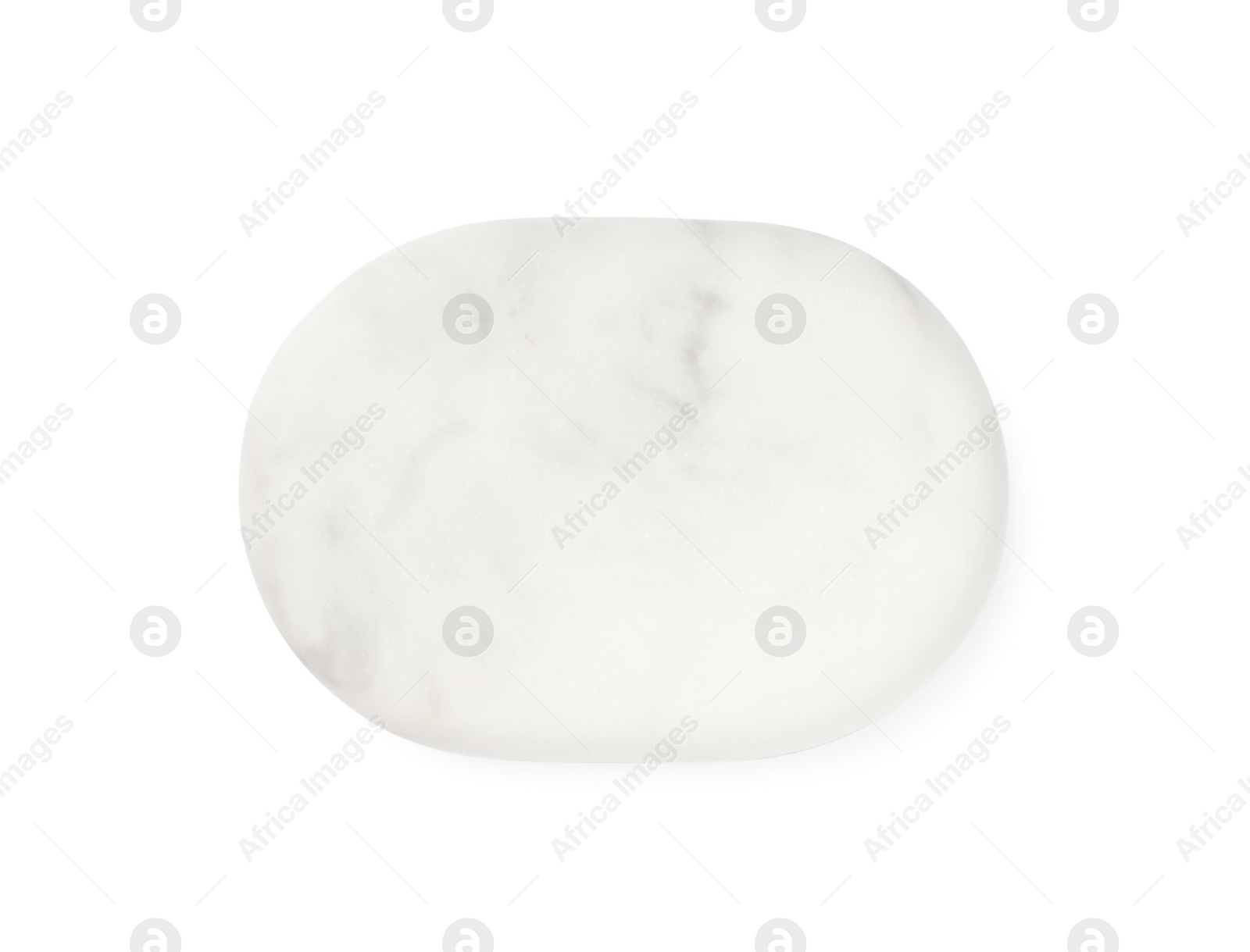 Photo of One marble stone isolated on white, top view