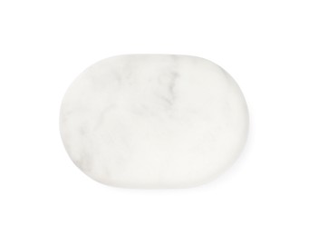 Photo of One marble stone isolated on white, top view