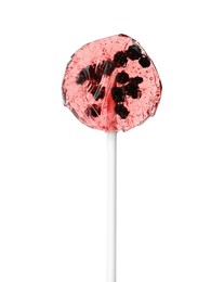 Sweet colorful lollipop with berries isolated on white