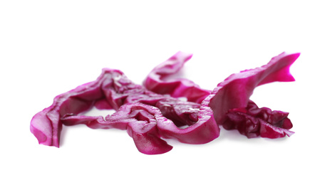 Chopped fresh red cabbage isolated on white