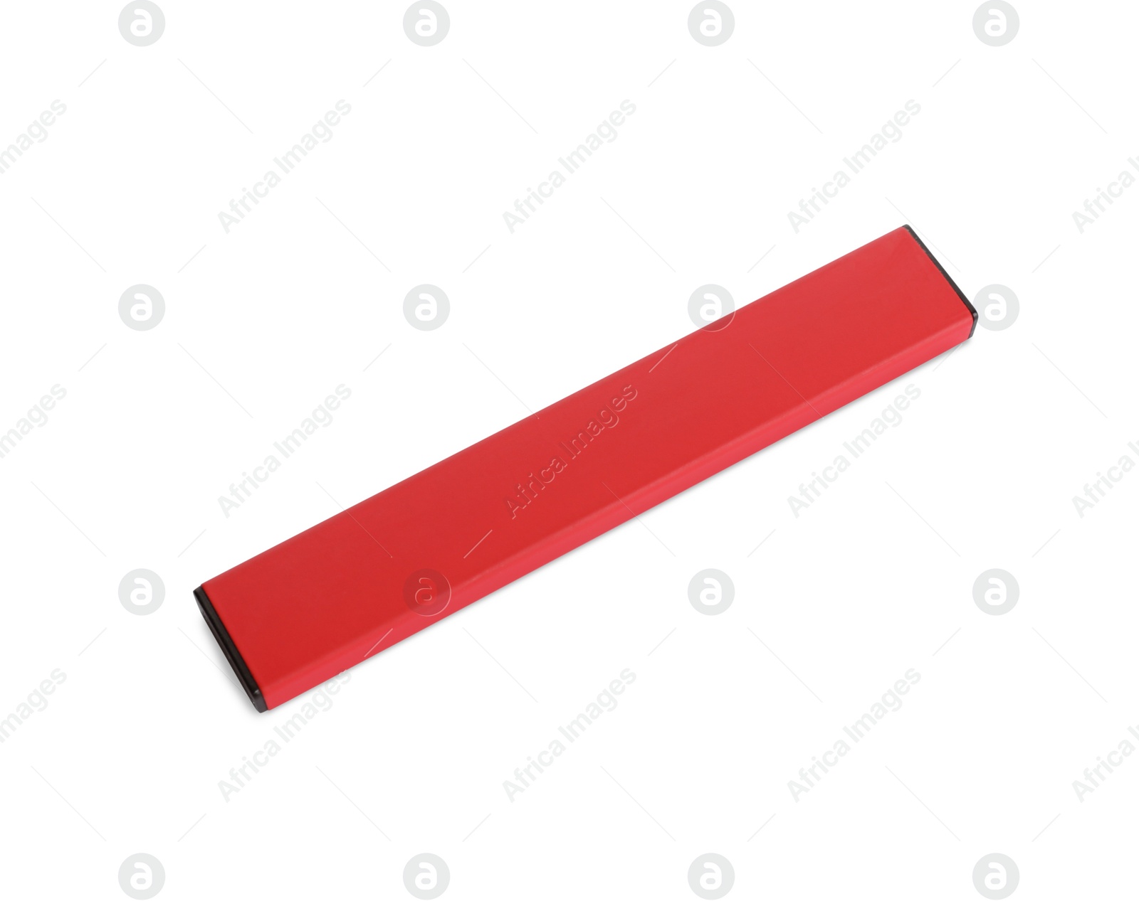 Photo of Red disposable electronic cigarette isolated on white