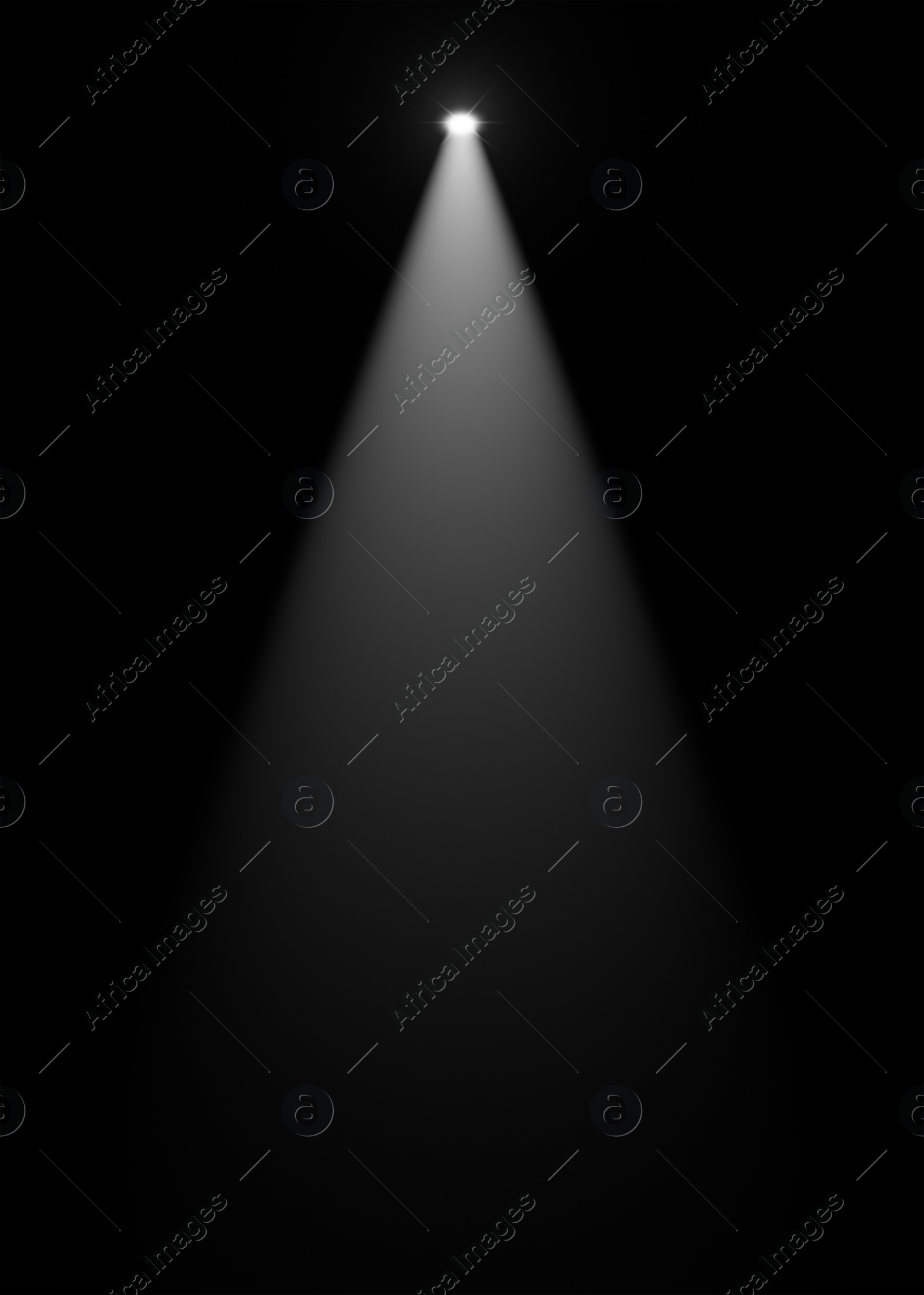 Image of Bright spotlight in dark room. Performance equipment