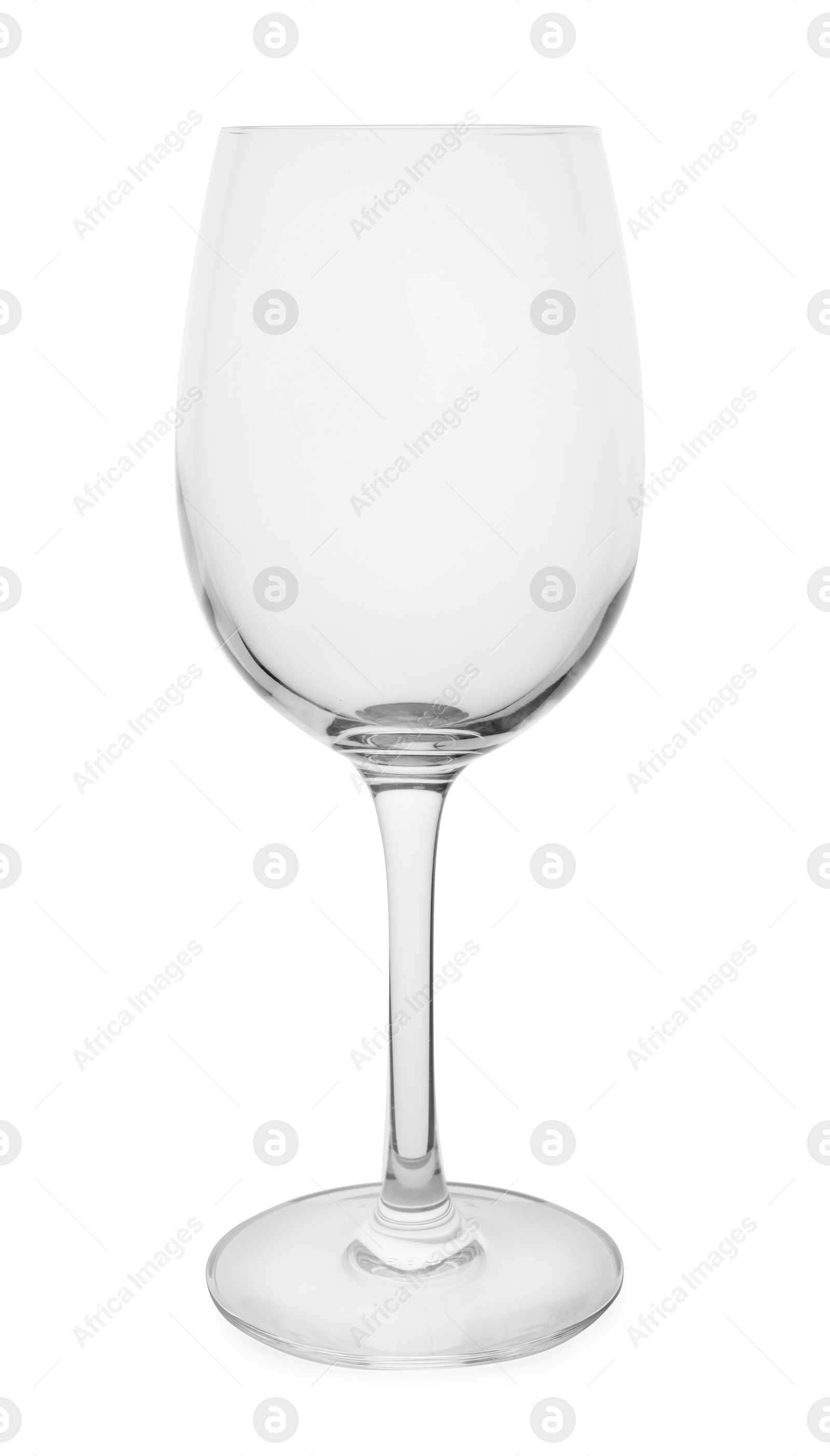 Photo of Empty clear wine glass on white background