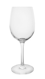 Empty clear wine glass on white background