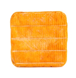 Block of tasty munster cheese isolated on white
