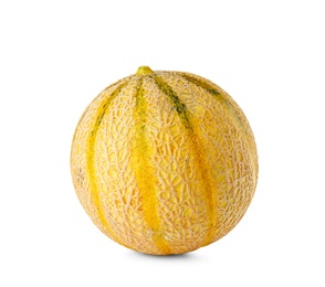 Photo of Whole tasty ripe melon on white background