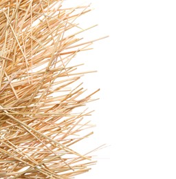 Photo of Dried hay on white background, top view