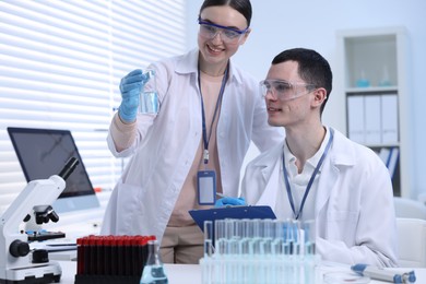 Photo of Scientists working with samples in laboratory. Medical research