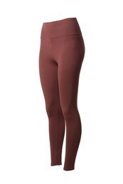 Pale red women's leggins isolated on white. Sports clothing