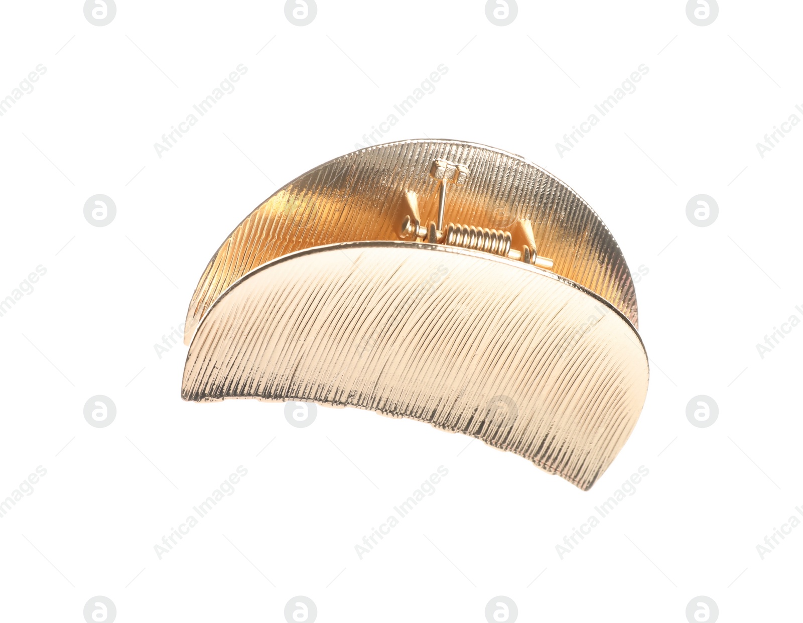 Photo of Stylish gold hair claw isolated on white