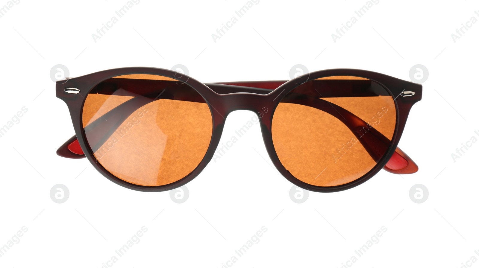 Photo of New stylish elegant sunglasses isolated on white