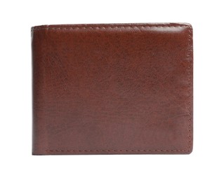 Photo of Stylish brown leather wallet isolated on white