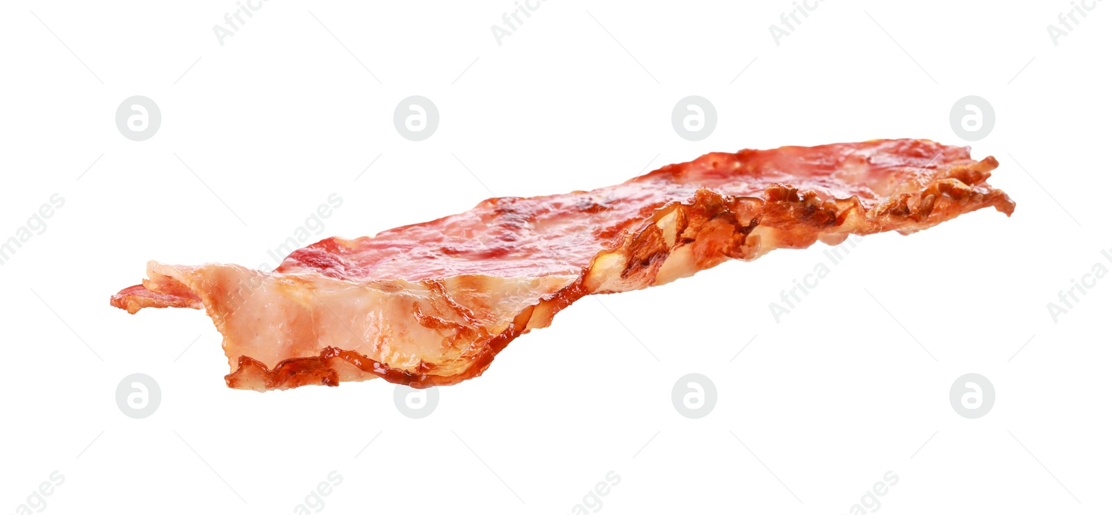 Photo of Tasty fried bacon for burger isolated on white