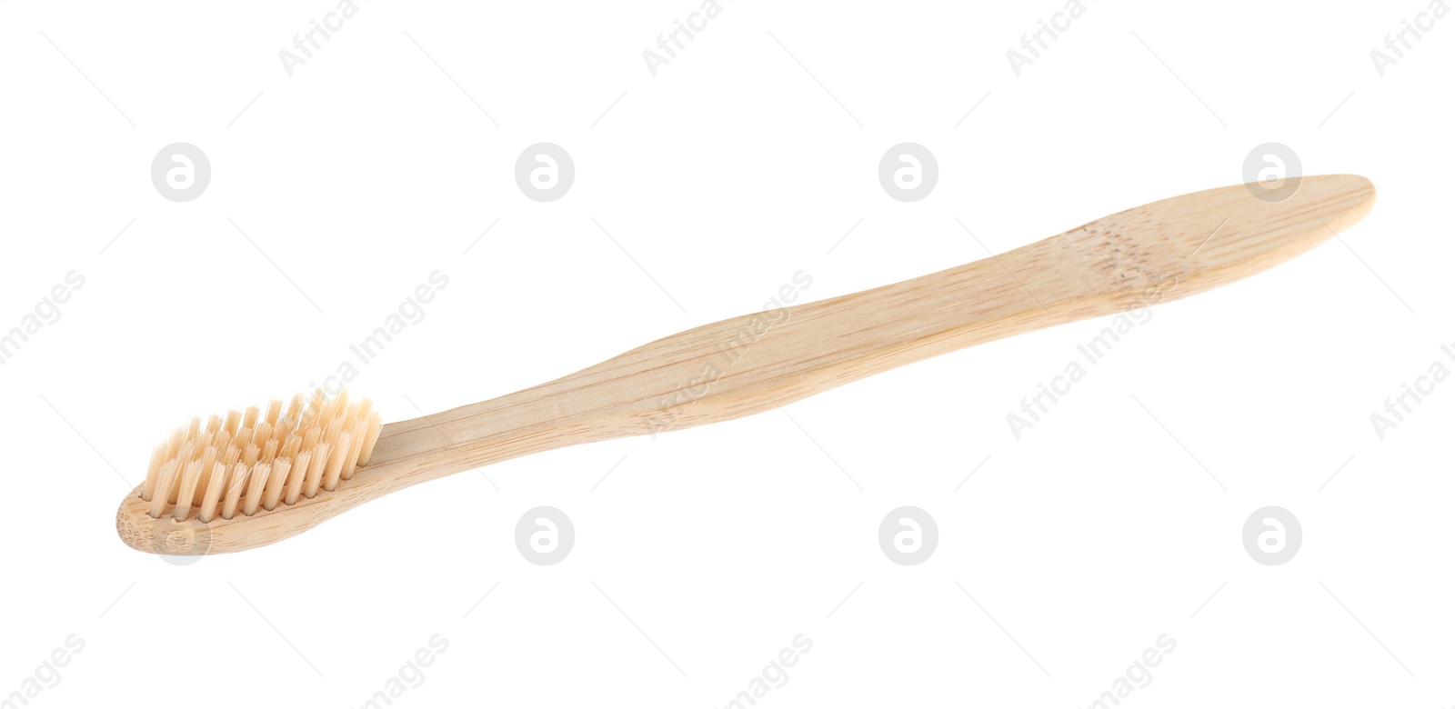 Photo of One bamboo toothbrush isolated on white. Eco friendly product