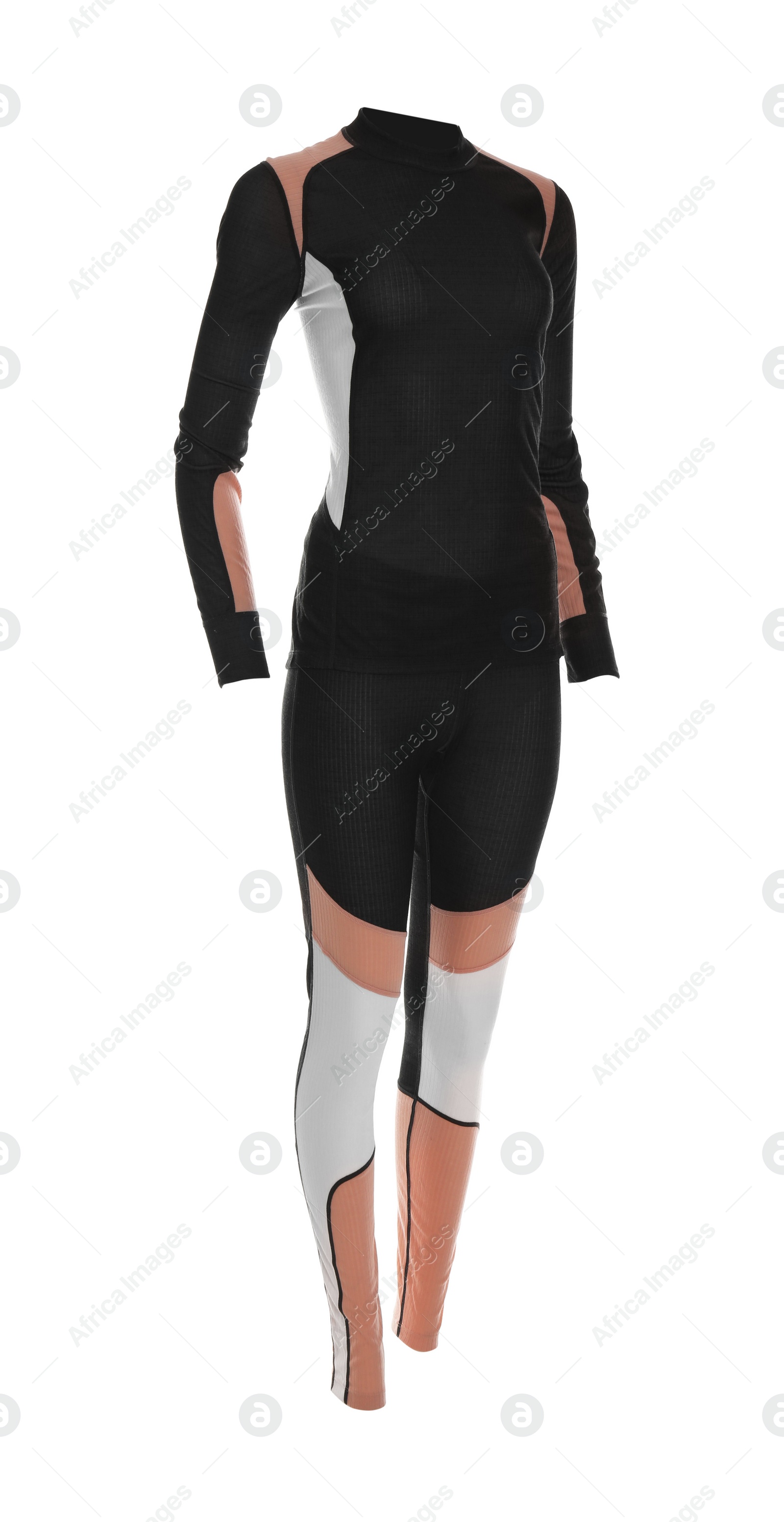 Photo of Thermal underwear set isolated on white. Winter sport clothes