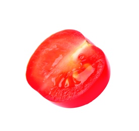 Cut red cherry tomato on white background