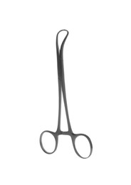 Photo of Surgical forceps on white background. Medical instrument