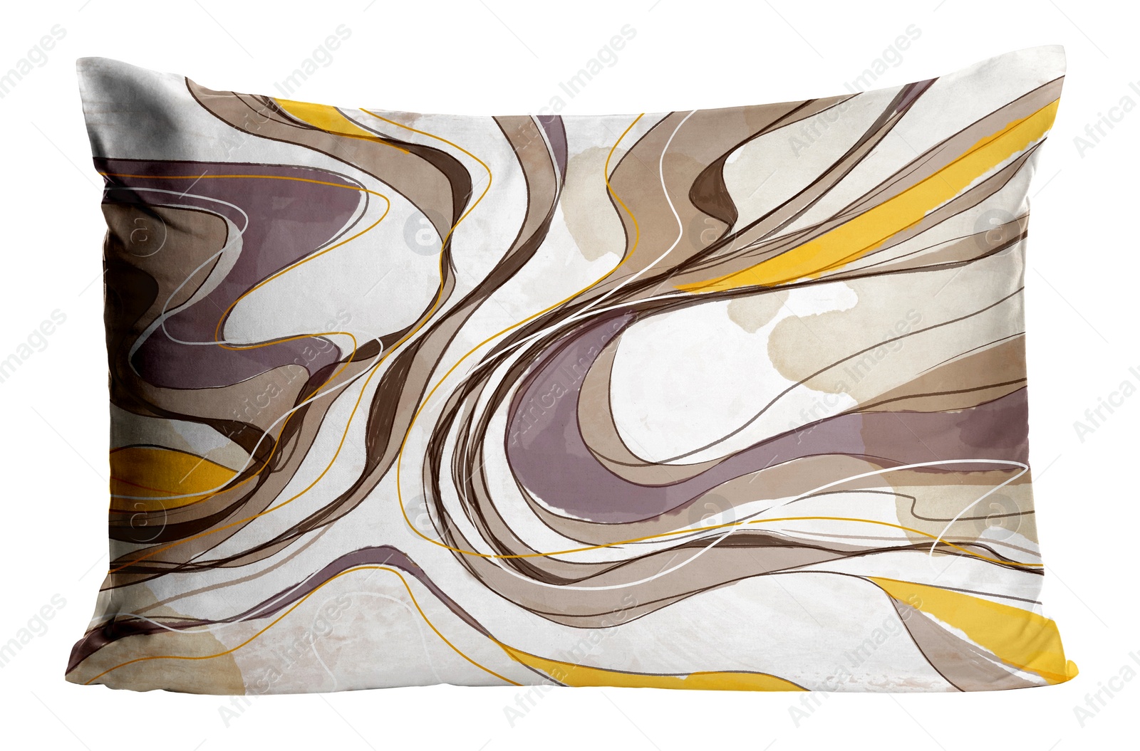 Image of Soft pillow with stylish abstract print isolated on white