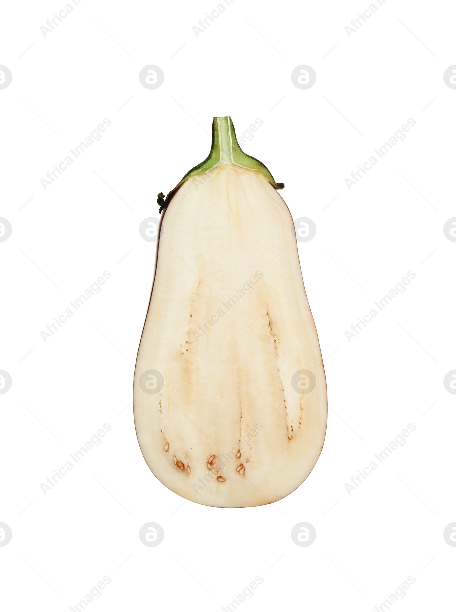 Photo of Half of ripe eggplant isolated on white