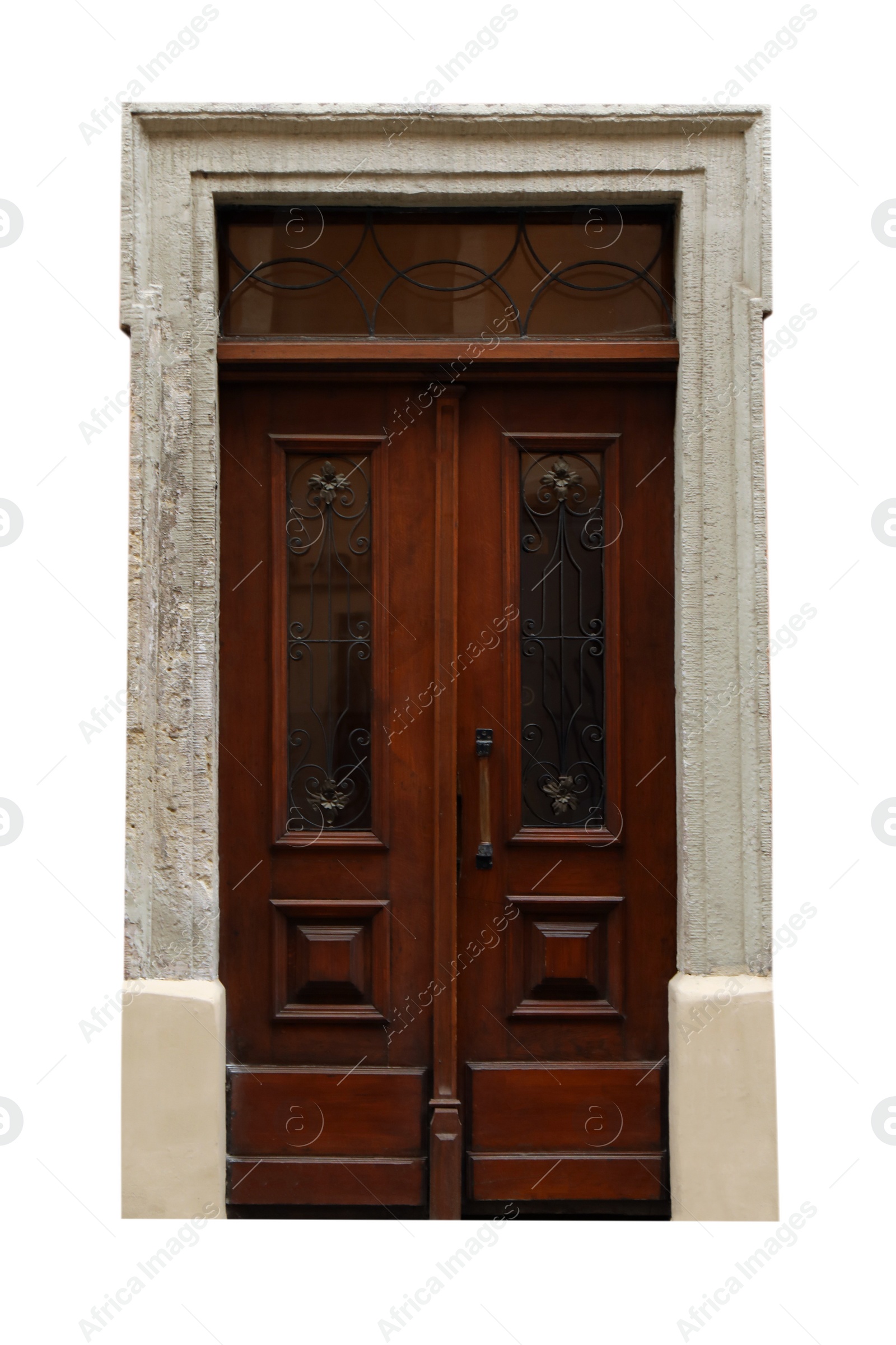 Image of Beautiful old-fashioned wooden door isolated on white