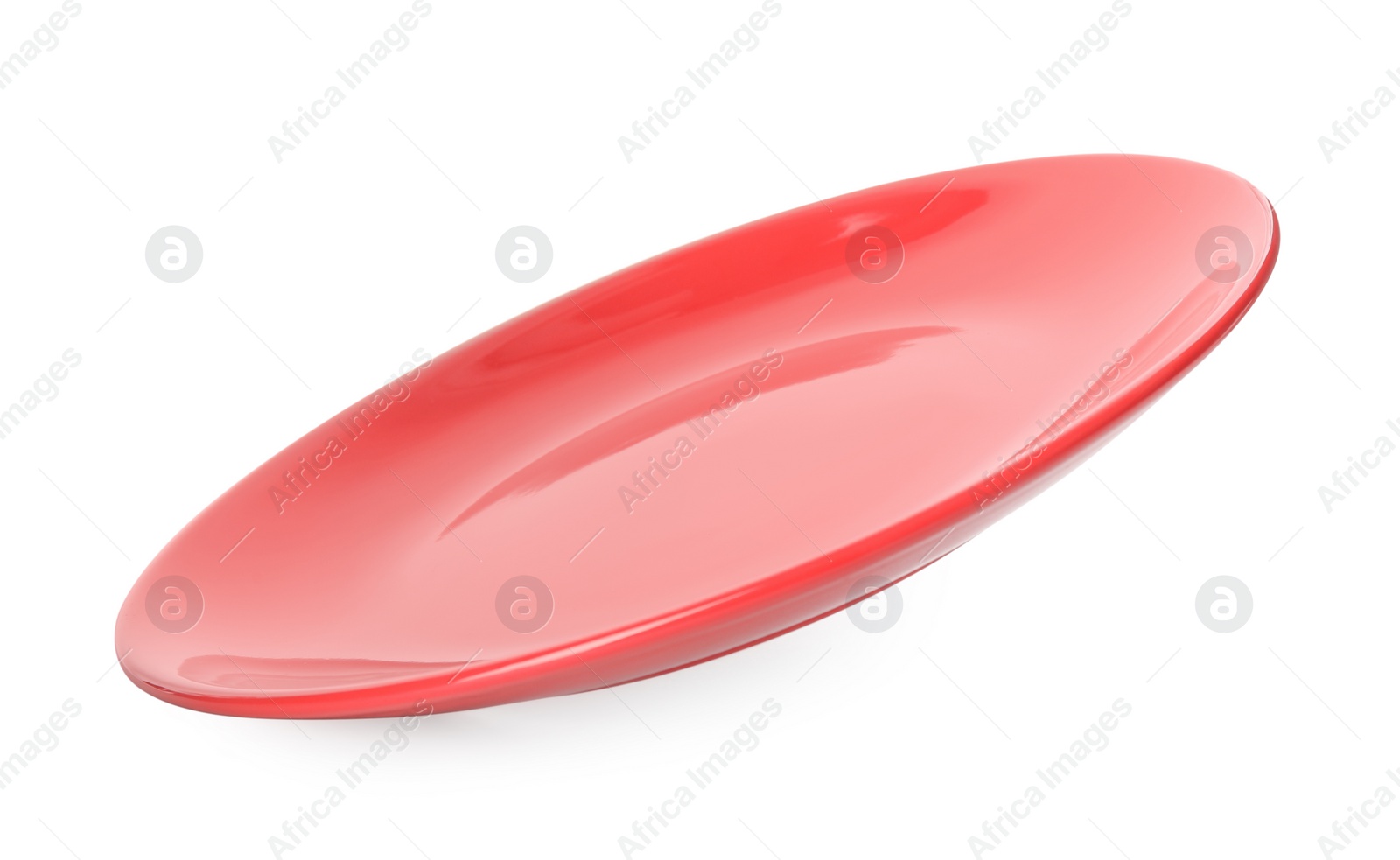 Photo of Clean empty red plate isolated on white