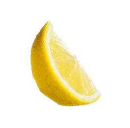 Photo of Slice of fresh lemon isolated on white