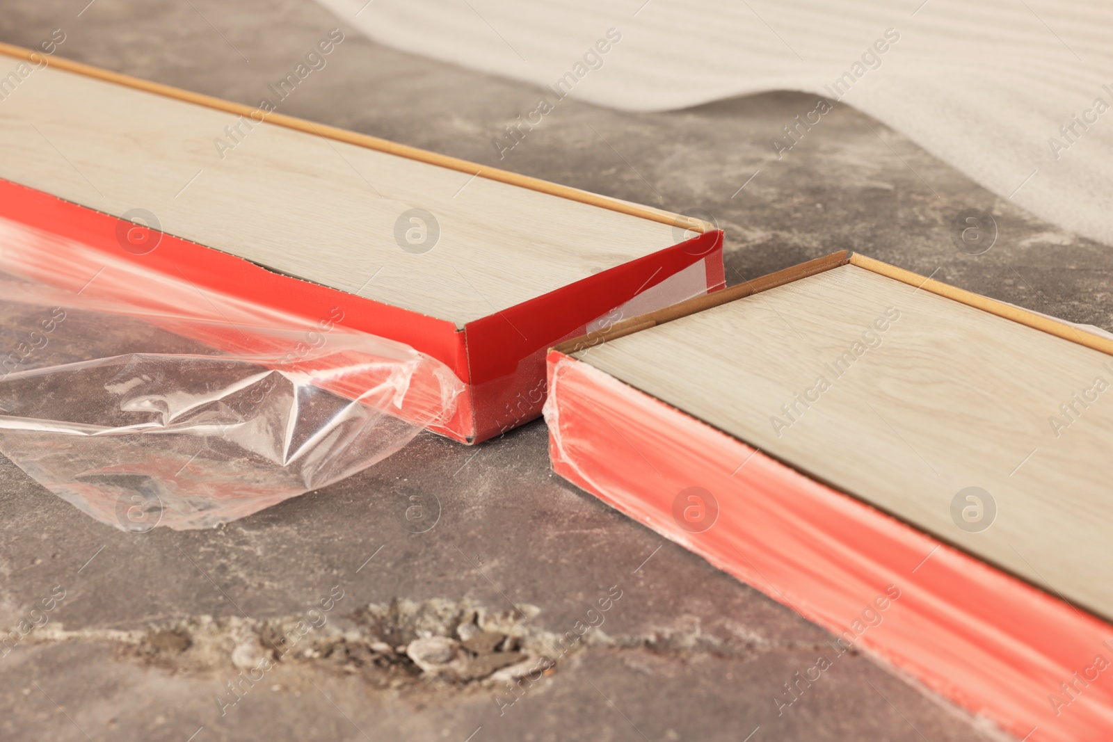 Photo of Parquet planks on floor in room prepared for renovation