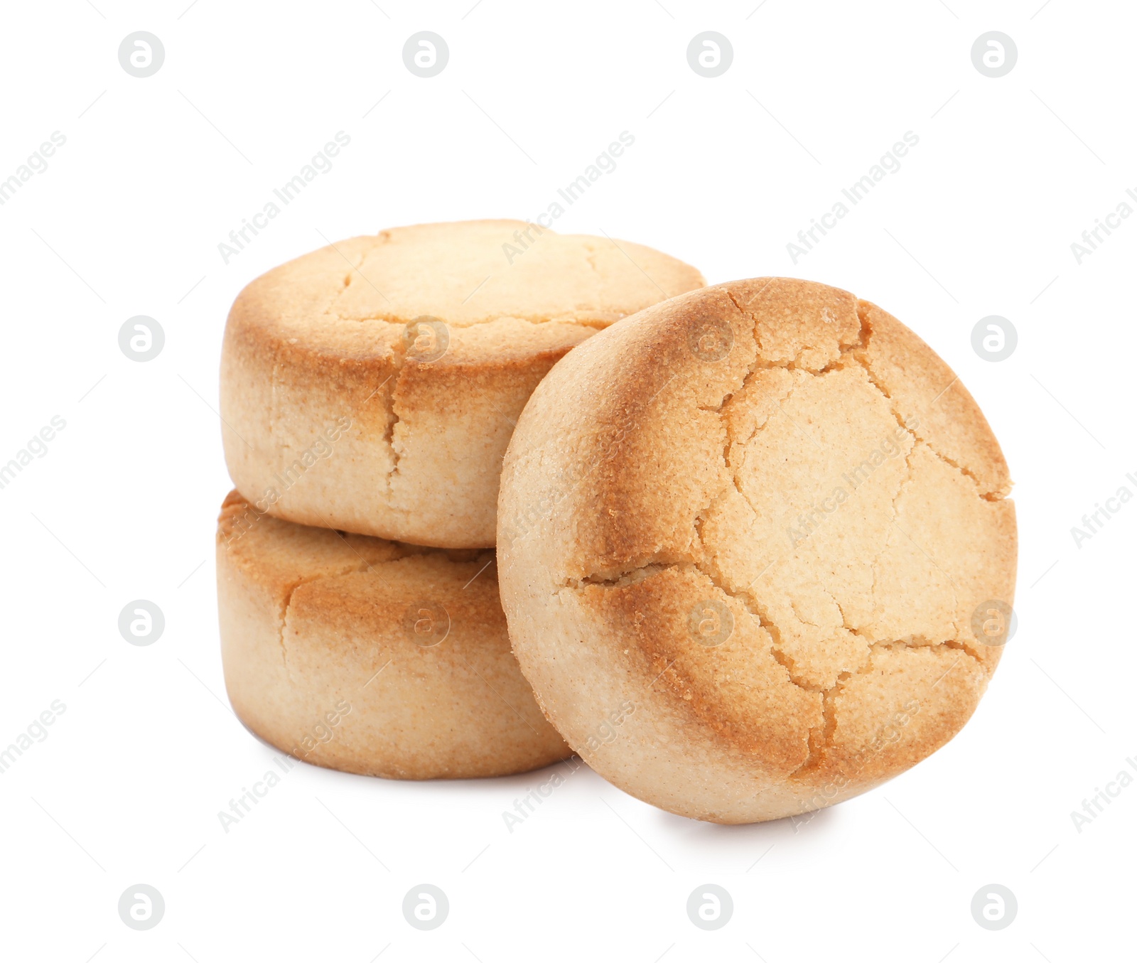 Photo of Sweet delicious butter cookies on white background