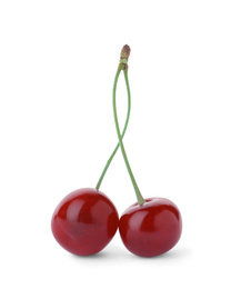 Sweet red juicy cherries isolated on white