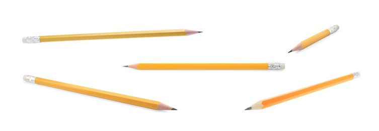 Image of Sharp graphite pencils isolated on white, set