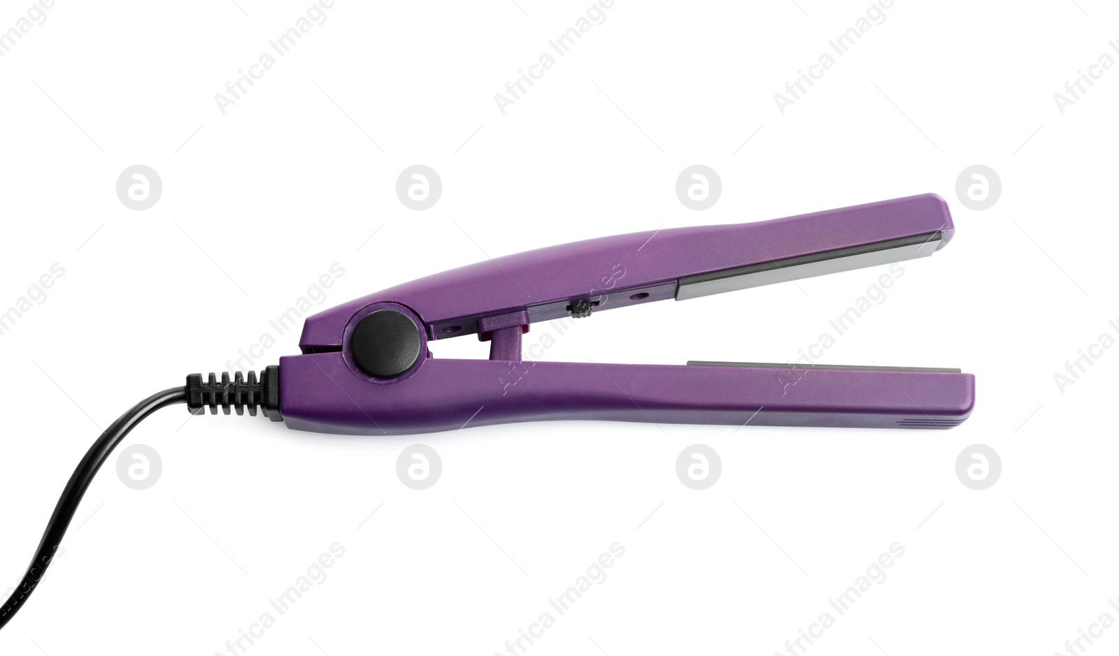 Photo of Modern hair iron for straightening on white background