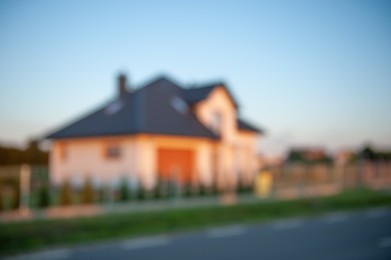 Blurred view of beautiful house in evening