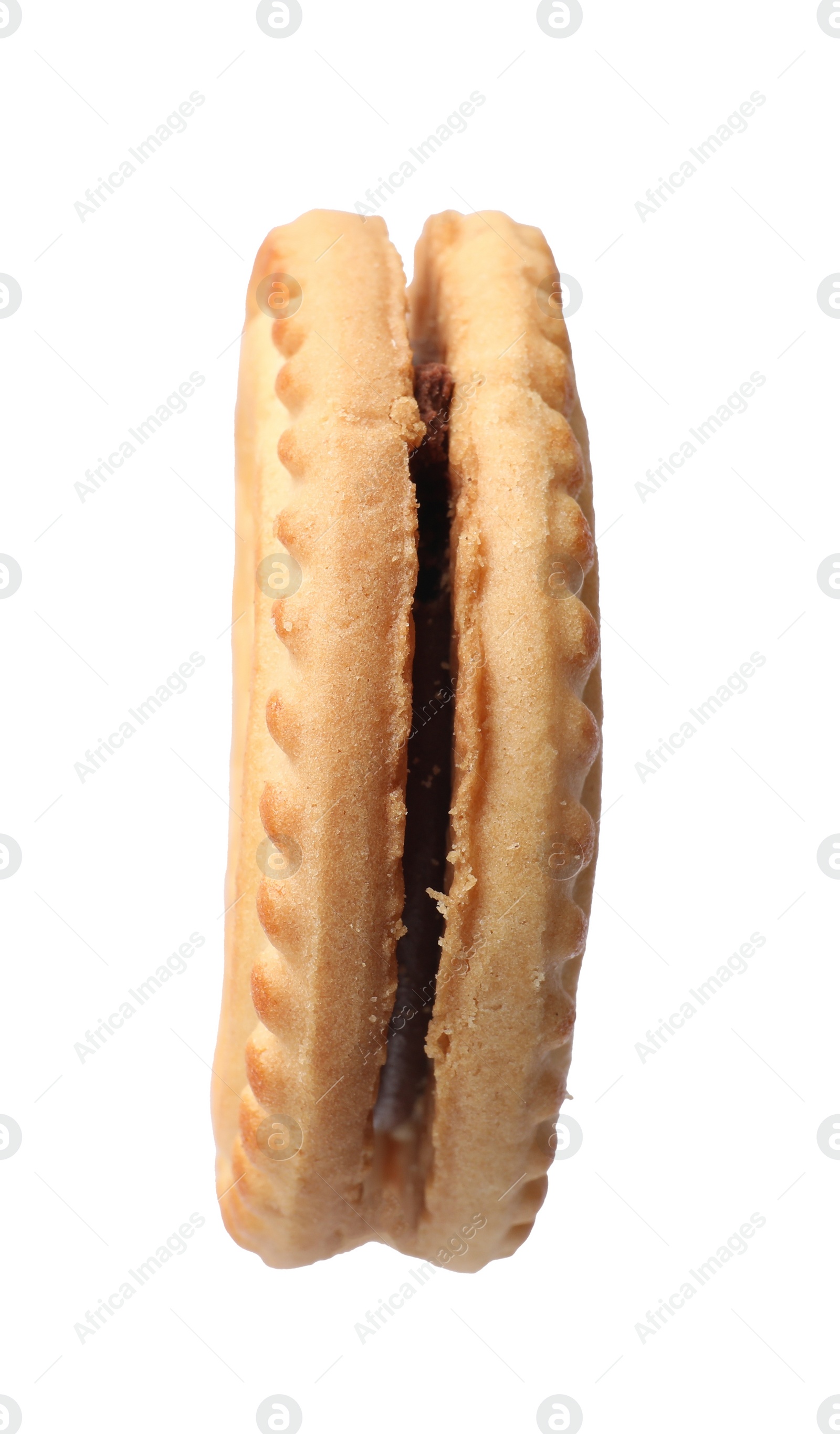 Photo of One tasty sandwich cookie isolated on white