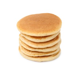 Stack of tasty pancakes isolated on white