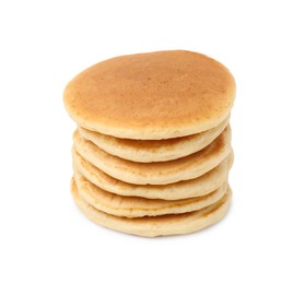 Photo of Stack of tasty pancakes isolated on white