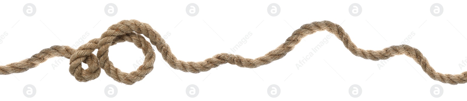 Image of Hemp rope with loop on white background