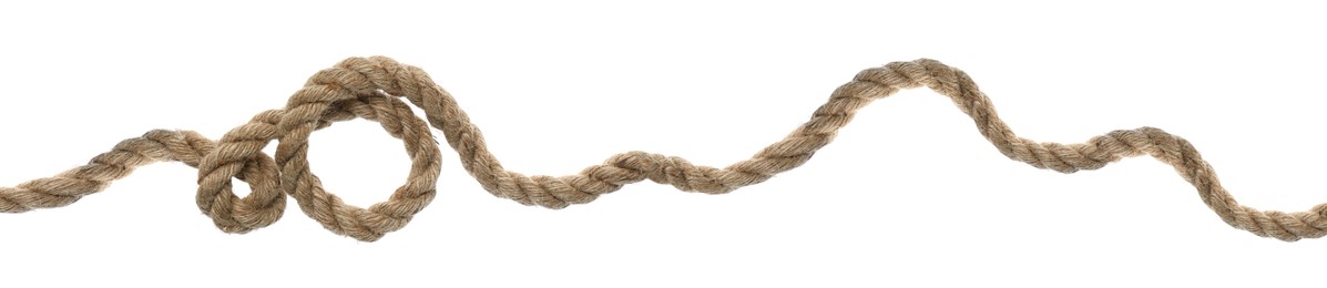 Image of Hemp rope with loop on white background