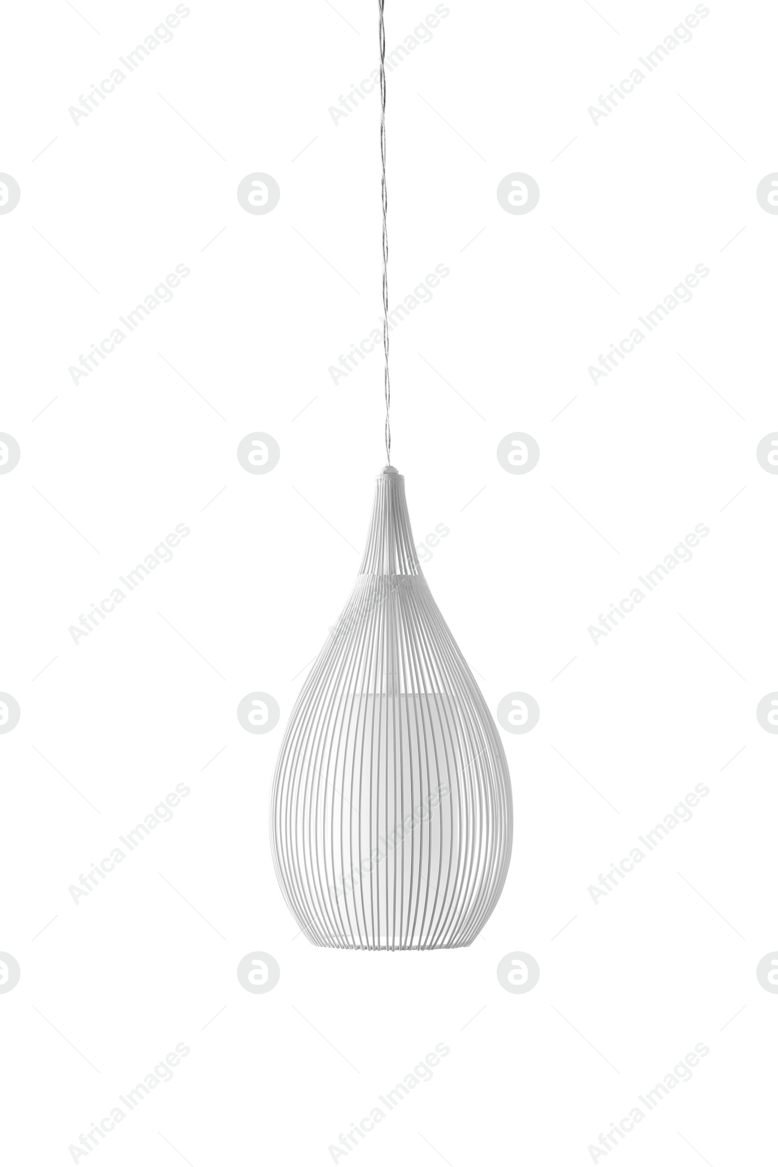 Photo of Modern hanging lamp, isolated on white. Idea for interior design