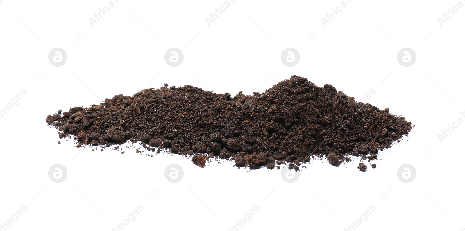 Photo of Pile of soil on white background. Fertile ground