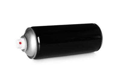 Photo of Black can of spray paints on white background