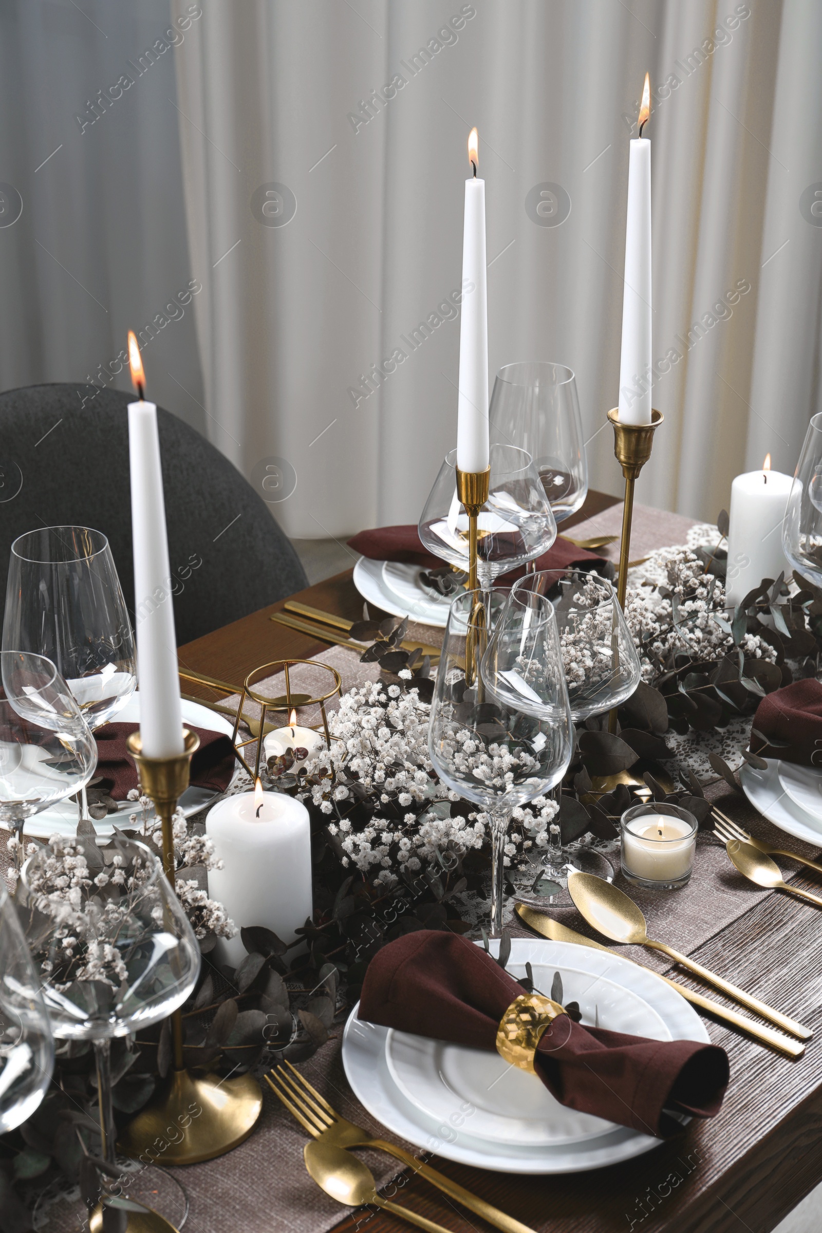 Photo of Stylish elegant table setting for festive dinner indoors