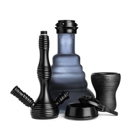 Parts of modern hookah on white background