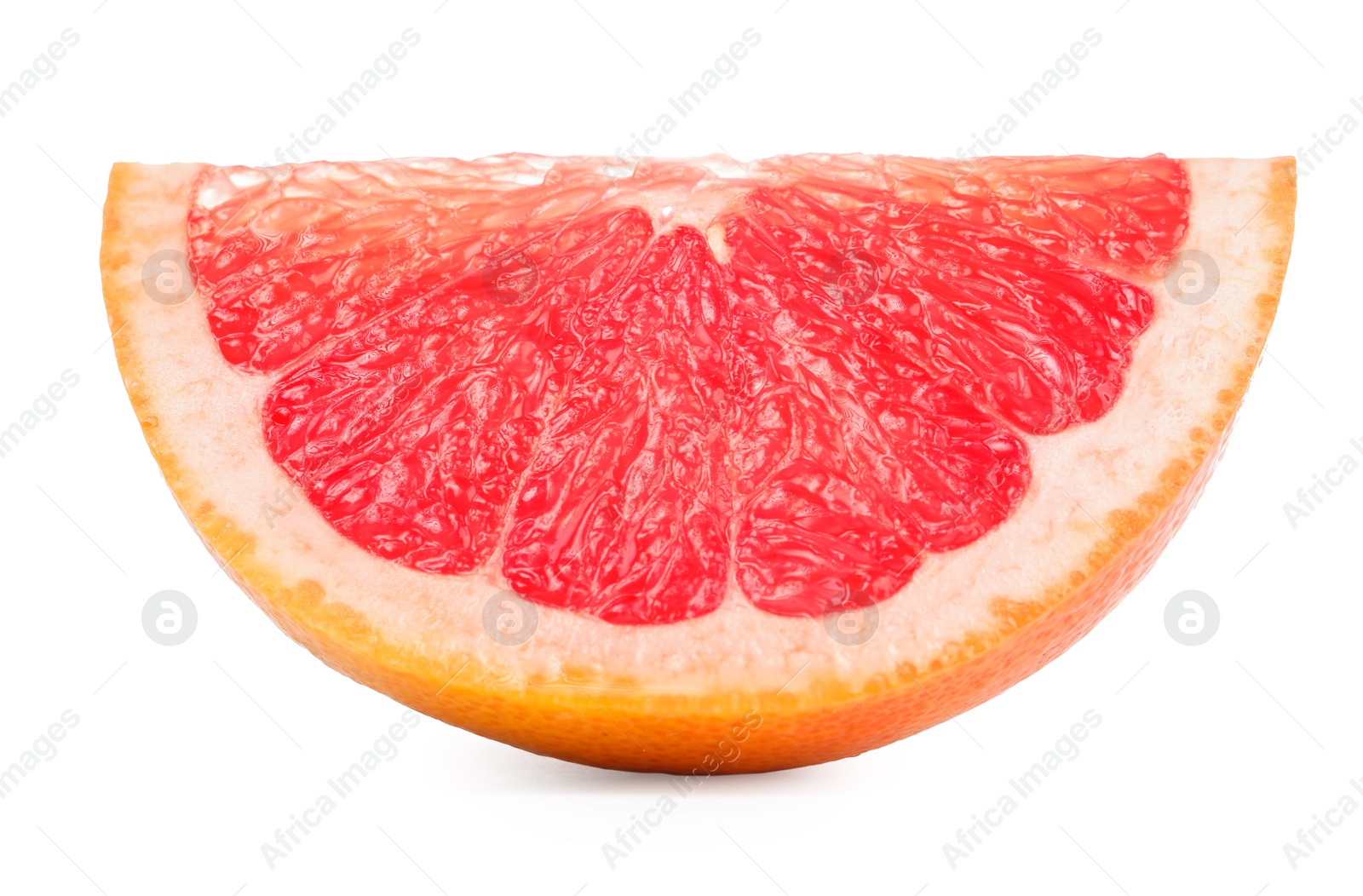 Photo of Cut ripe grapefruit isolated on white. Citrus fruit