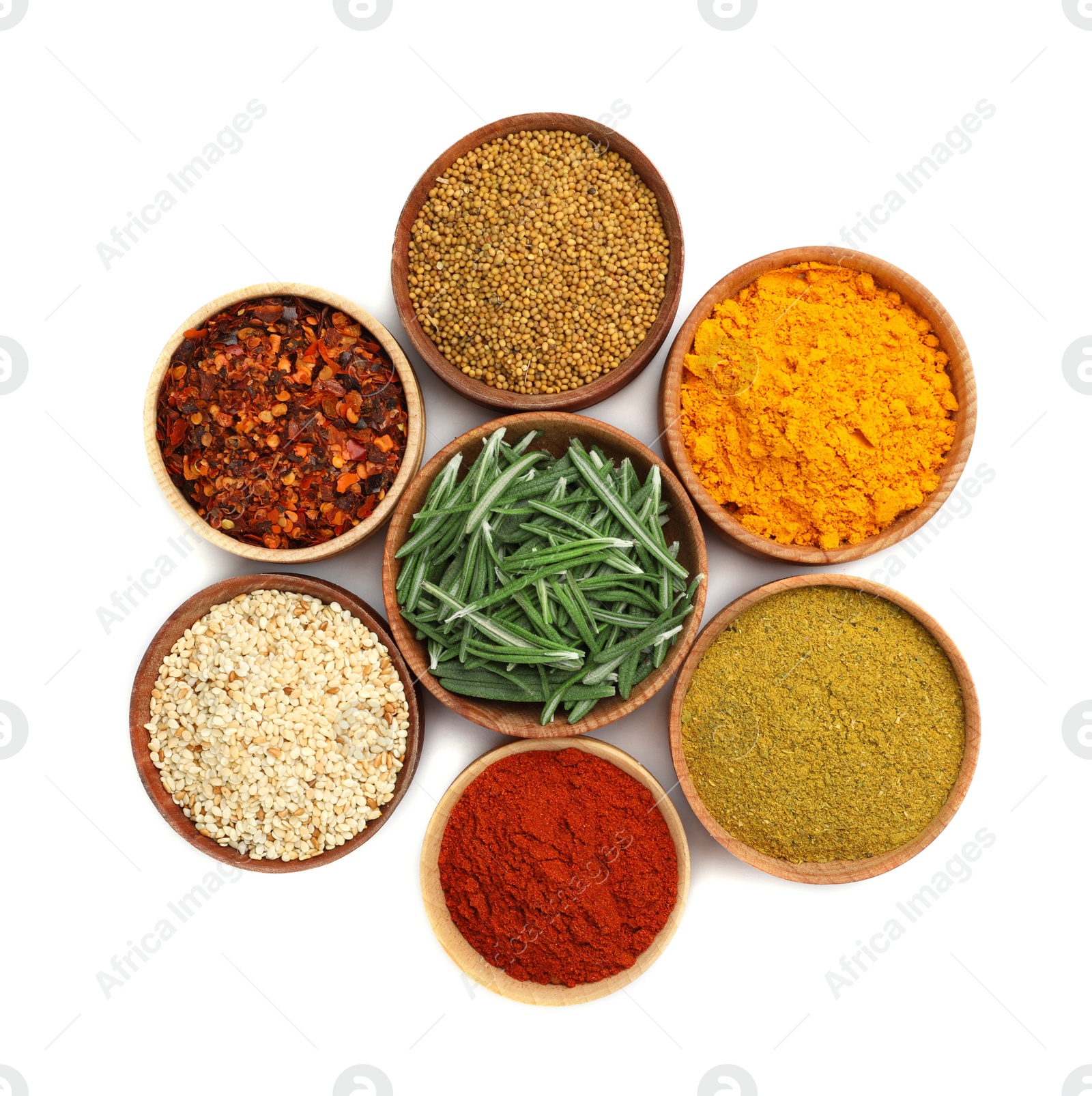 Photo of Beautiful composition with different aromatic spices on white background