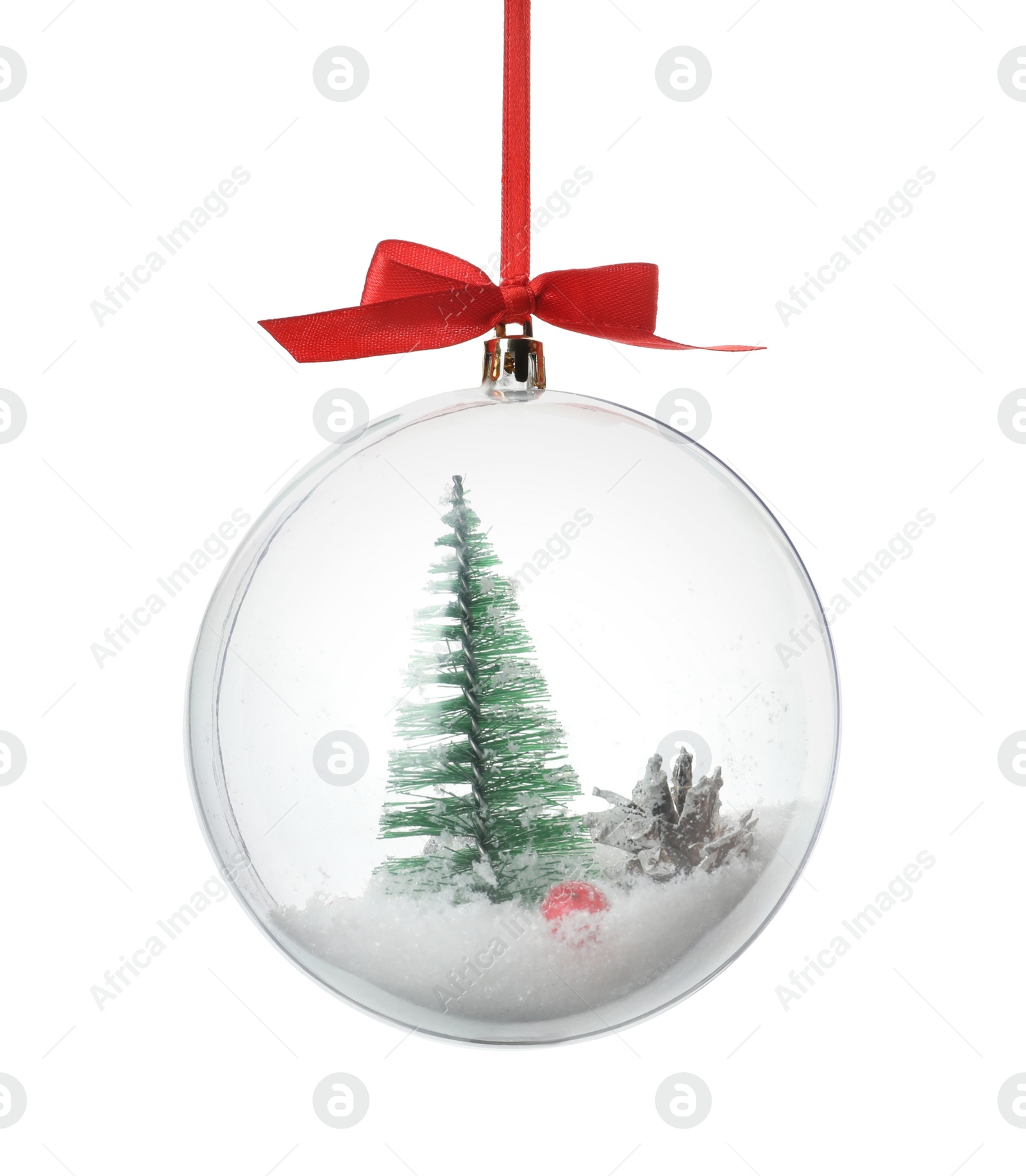 Photo of Decorative snow globe with miniature isolated on white