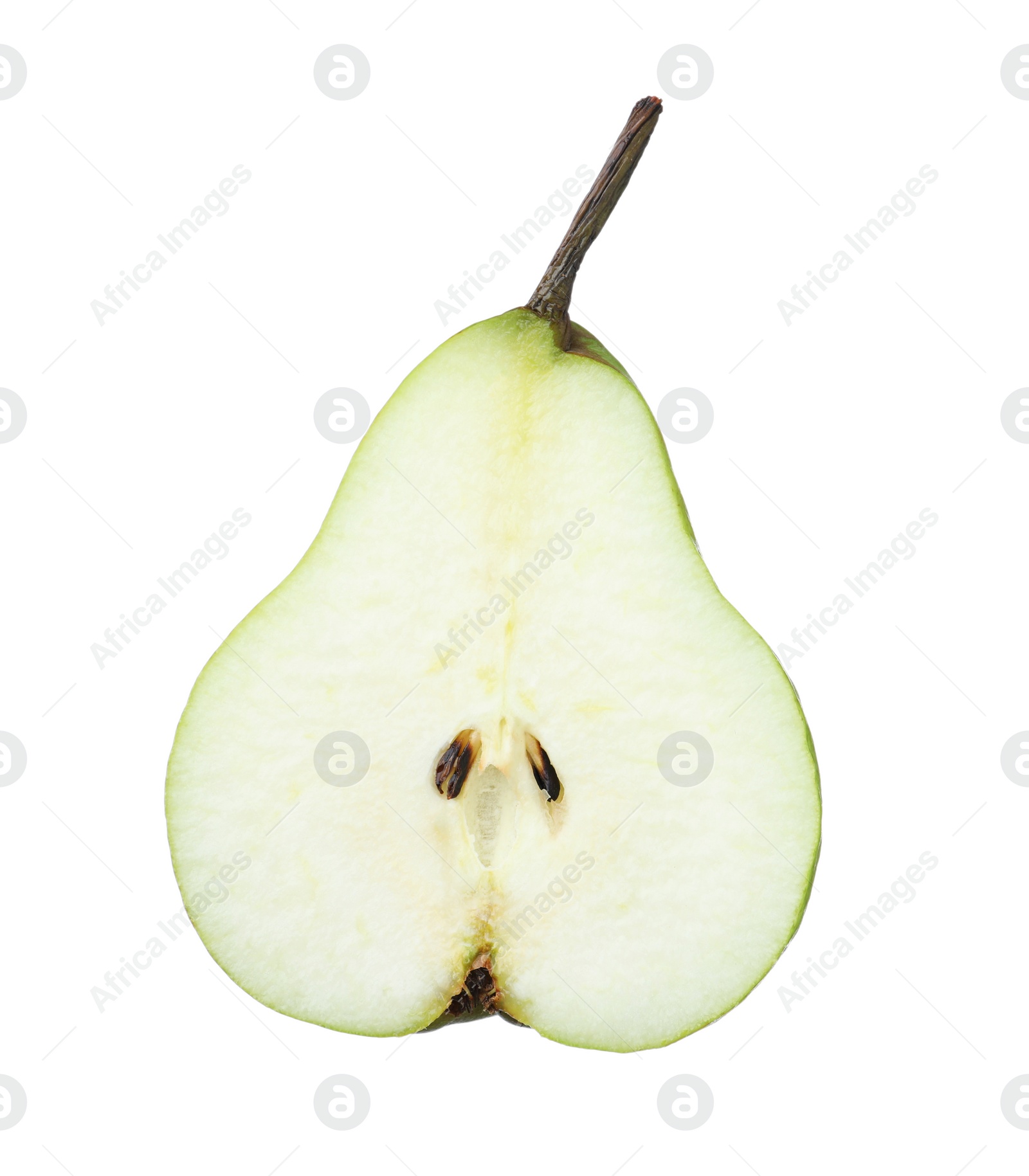 Photo of Half of fresh ripe pear isolated on white