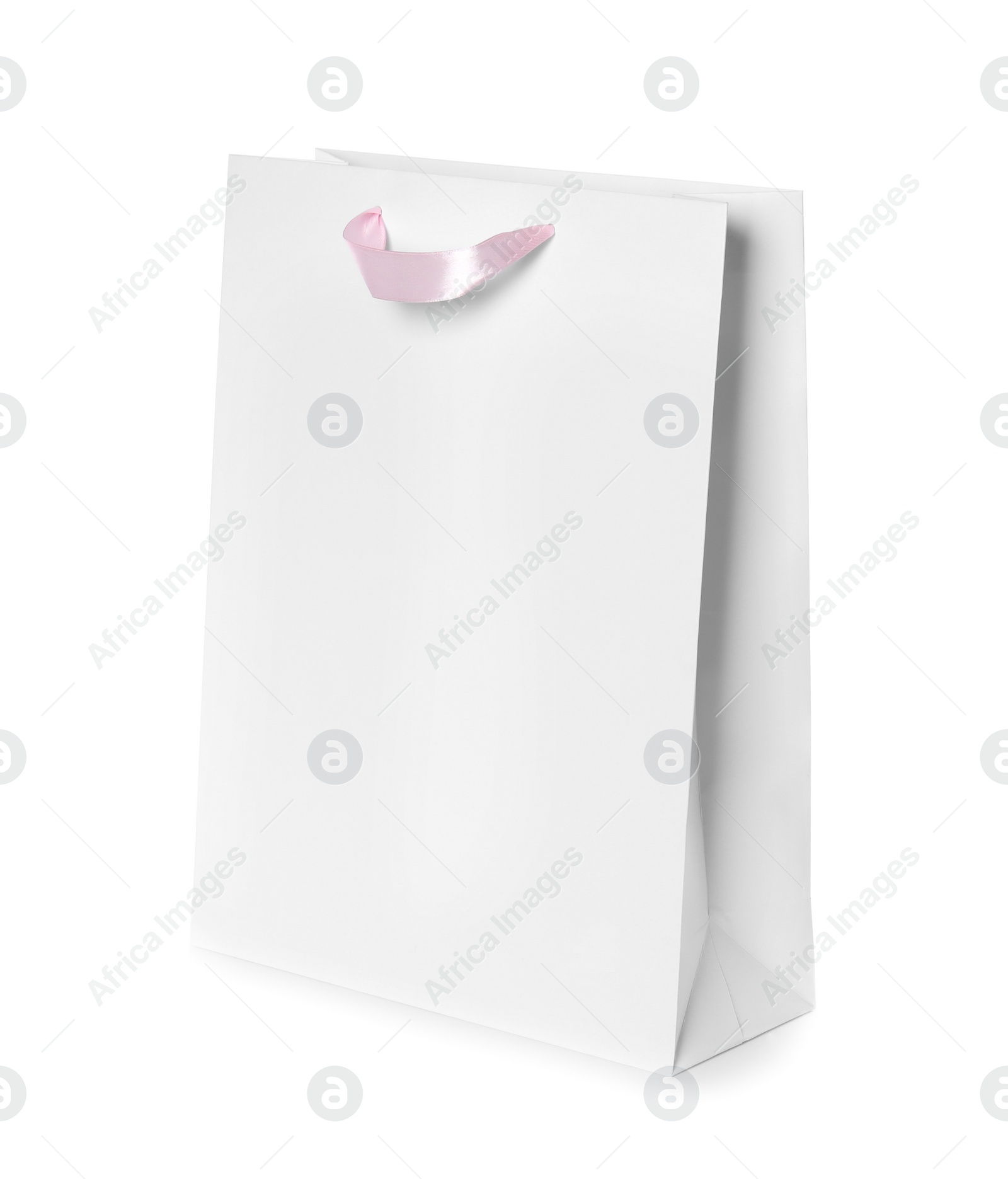 Photo of Paper shopping bag isolated on white. Mock up for design