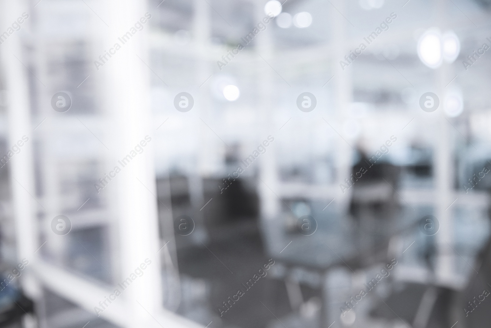 Image of Office interior. Blurred view of comfortable workspace